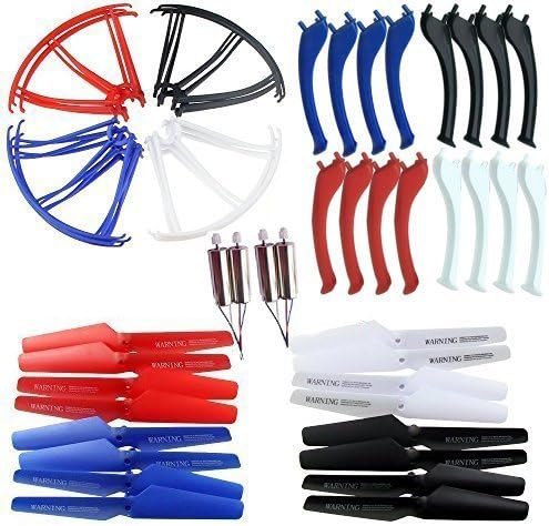 NICEKER Upgraded 4 Colors Syma X5SC X5SW Spare Parts Main Blade Propellers &amp; Motor &amp; Propeller Protectors Blades Frame &amp; Landing Skid Included Mounting Screws for RC Mini Quadcopter Toy