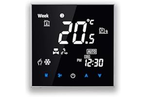 BecaSmart 2000 Series Termostato programable Dos Tubos para Ventilador de Aire Acondicionado con conexión WiFi para Soporte Voz Inteligente (Dos Tubos, Negro(WiFi))