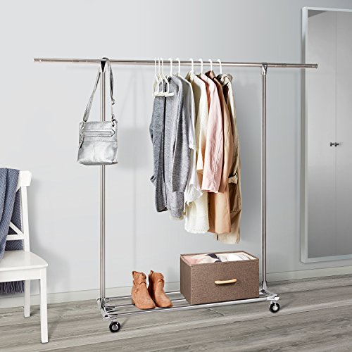 Lifewit Garderobenständer mit Rollen, Ausziehbar Kleiderstange Kleiderständer, Stabile Rollgarderobe Standgarderobe, Wäschetrockner Standtrockner, Edelstahl - 2