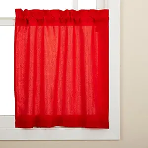 Lorraine Home Fashions Ribcord Window Curtain Tier, 54 x 36, Red