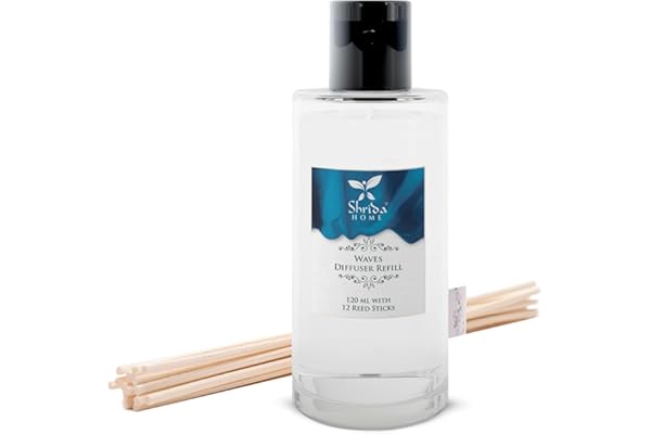 Shrida Plastic Waves Reed Diffuser Refill - 120 ML, Refreshing Aroma For Office, Home, And Stress Relief Toxin-Free Room Freshener Long-Lasting Scent Up To 45 Days