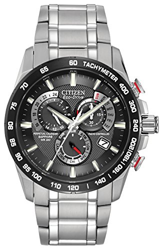 Citizen Men's Eco-Drive Chronograph Watch with Black Dial and Stainless Steel Bracelet AT4008-51E