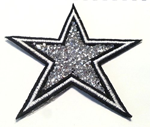 Strass Glitzer Stern Aufnäher Patches Applikationen mit Strass Pailletten Glitzer zum aufbügeln " Strass - Stern 10 cm "