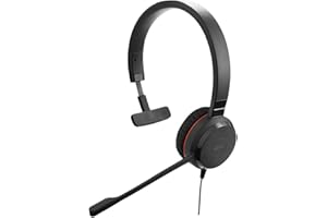 Jabra Evolve 20 SE UC – Auricular Monoaural de Comunicaciones Unificadas para VoIP Softphone – Cancelación Pasiva de Ruido – Cable USB-A con Unidad de Control – negro