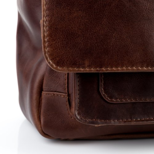 STOKED Umh  ngetasche NATHAN - Ledertasche mit Schultergurt gro   fit f  r tablet - iPad - Schultertasche echt Leder braun-cognac