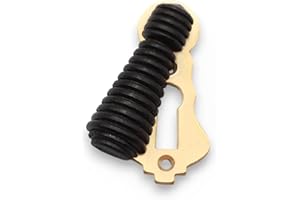 Infinity Decor Vintage Style Solid Brass Ebonised Wood Beehive Reeded Escutcheon Door Lock Keyhole Cover in Polished Brass Finish - for Front Doors