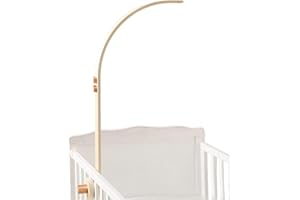 WOODEN TEETHER Bras mobile en bois fait à la main pour berceau - Support rotatif réglable antidérapant pour décoration de chambre d'enfant - Bras incurvé robuste (bois de hêtre)
