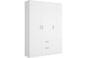 Mobelcenter - Armario 3 Puertas 2 Cajones Maxi - Armario Matrimonio o Juvenil 215 cm de Altura - Acabado Color Blanco - Medidas: Ancho: 150 cm x Fondo: 52 cm x Alto: 215 cm - (1216)