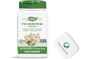 PremiumVital, Nature's Way, Feverfew (Mutterkraut), 380mg, 180 vegane Kapseln, mit praktischer Pillendose, Laborgeprüft, Glutenfrei, Sojafrei, Vegetarisch