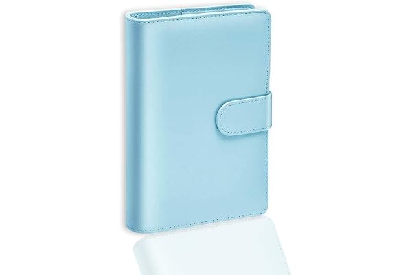 Classeurs à Anneaux a5, Portfolio a5 En Pu Cuir, Porte Documents Multifonctionnel, Classeurs à Feuilles a5 (bleu clair)