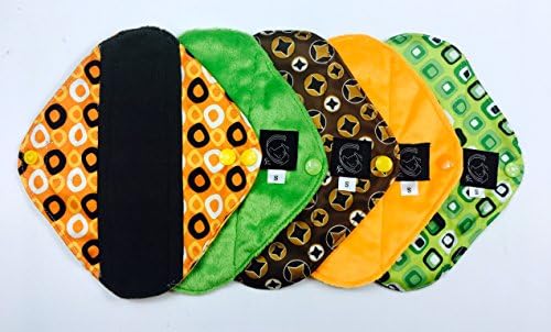 PANTY LINER Retro Collection - 5 Pack Cloth Sanitary Pads (CSP) Panty Liner / Light Flow, 19cm long x 7.5cm wide (7.5" L x 3" W) Bamboo CHARCOAL, Minkee / MINKY, Washable Reusable Period Protection, Menstrual Products, Mama Towel, Sanitary Napkins - {Kernow Kloth}