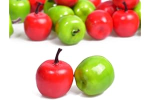 HUIANER 20PCS Mini Artificial Apple Fake Fruit Simulation Home Kitchen Party Decor (Green and Red)