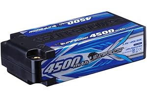 SUNPADOW 2S 7.4V RC Shorty Lipo Battery 120C 4500mAh Hard Case with 4mm Bullet Connector for RC 1/10 Buggy Vehicles Car Truck Tank Boat Truck Racing Hobby