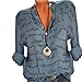 Produktbild ABsoar Blusen Damen Hemd Pullover Langarm Shirts Tunika Frauen Plus Größe V-Ausschnitt Taste Langarm Brief Bluse Tops Shirt S~5XL