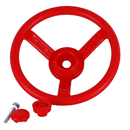 RED TOY STEERING WHEEL & TELESCOPE - CLIMBING FRAME / PLAY TOWER ACCESSORY