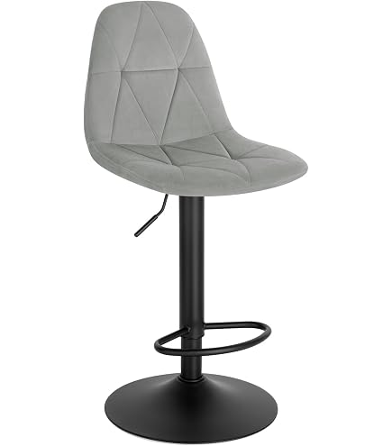 Willonin® Lot de 2 Tabouret de Bar, Hauteur d'assise réglable 55-75 cm, Siège pivotant 360° en Tissu Gris foncé - Maison