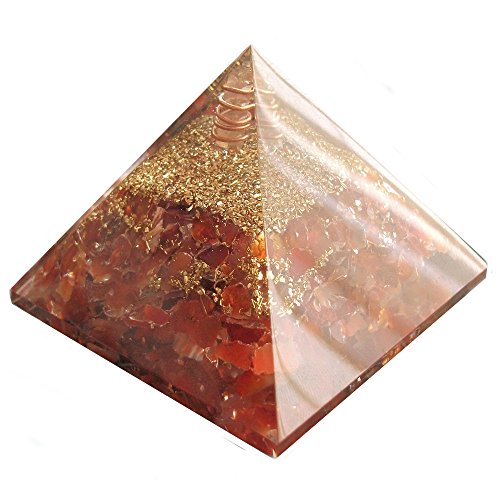 Orgon-Generator Karneol Pyramide, Orgonit aus Edelsteinen und Metallen, wandelt negative energie in positive energie – 70mm - 3