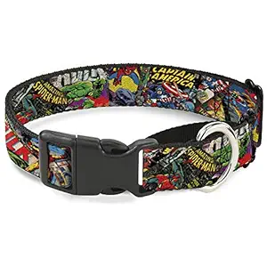 Buckle-Down Dog Collar Martingale Retro Marvel Comic Books Stacked Close Up 9 to 15 Inches 1.0 Inch Wide