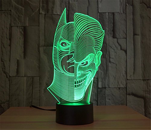 SmartEra® Two Face Man Joker und Batman 3D Abstrakt Visuelle 7 Arten von Farben ändern Touch Tasten USB Schreibtischlampe - 6