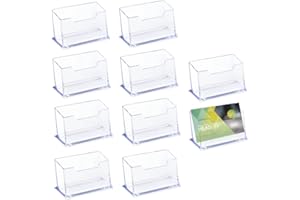 AVCXEC Porta Biglietti da Visita Trasparente, 10 Pezzi Porta Biglietti da Visita in Acrilico, Porta Biglietti da Visita da Tavolo, Espositore Biglietti da Visita per Ufficio Scrivania Organizzatore