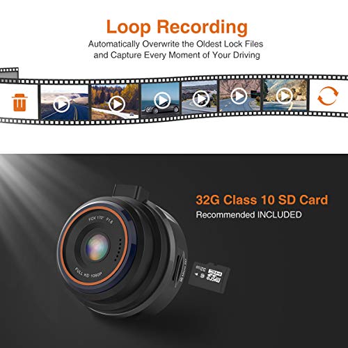THIEYE WiFi Dashcam 1080P Full HD AutoKamera Video Recorde mit 32G SD Kart für Fahrzeuge mit 170 ° WDR Bewegungserkennung, Parkmonitor, Loop-Aufnahme, Nachtsicht und G-Sensor Safeel Zero+ - 6
