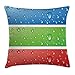 Produktbild Easshorts Modern Decor Throw Pillow Cushion Cover, Water Drops on a Plastic Surface Like Summer Vibes Image Artprint, Decorative Square Accent Pillow Case, 18 X 18 Inches, Red Fern Green Blue