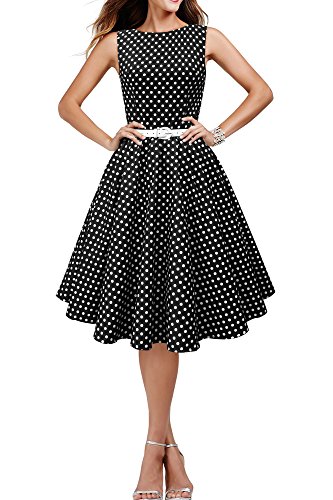 Black Butterfly 'Audrey' Vestido de Lunares Vintage Años 50 (Negro, E