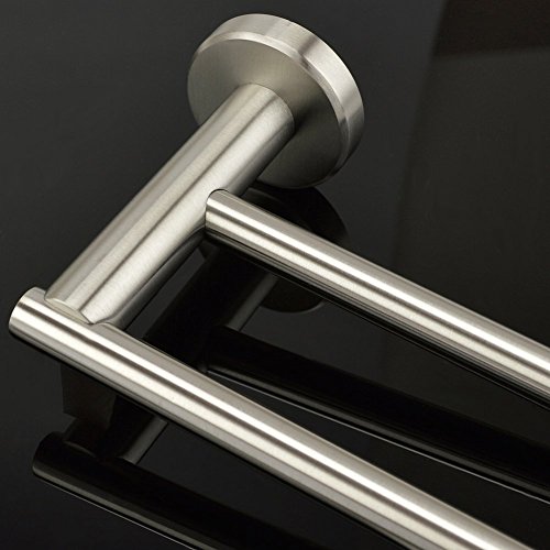 Weare Home Badezimmer Accessoires silbern doppel Handtuchstange aus hochwertig 304 Edelstahl gebürstet finished Wandhalterung Modern Einfach Design - 3