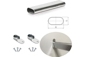 MKGT Oval Wardrobe Rail Polished Chrome Hanger Pole Closet, Hanging Rails and Fittings for Clothes (500mm (0.5m) ~19.7″)