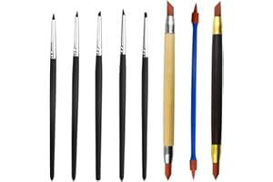 TOVOT Lot de 8 pinceaux de peinture à pointe en caoutchouc à deux têtes pour modeler et façonner l'argile