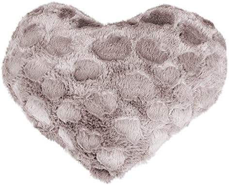 COULEUR MONTAGNE Coeurs Heart Cushion, Fur Imitation, 40 x 40 cm, Taupe