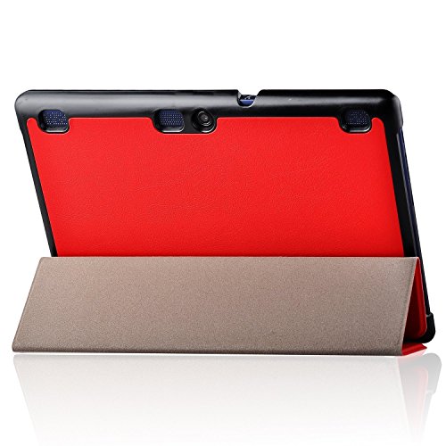 ELTD Lenovo Tab 2 A10-30 Hülle Case – Ultra Schlank Smart Cover Tasche Schutzhülle Case für Lenovo Tab 2 A10-30 mit Standfunktion, Rot - 3