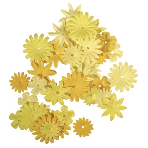 Rayher Hobby 7895520 Papier-Blütenmischung, 1,5-2,5 cm, 4 Sorten, SB-Tube 36 Stück, gelbtöne
