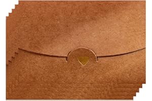 ‎LA LLARETA Mini Briefumschläg, 50 Stück Geschenkkarte Umschlag, Mini Umschläge Kraftpapier, mit Herz Verschluss, für Diy GeschenkKarten Weihnachten Valentinstag Geburtstagsfeier Geschenk Card(Kraftpapier)