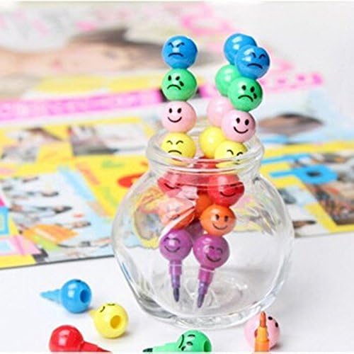 Pack of 12 Cute Novelty 7 Colours Cartoon Smile Expression Drawing Pen Nib Office School Supplies Students Children's Gift