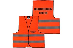 PartyMagix Brandschutzhelfer Warnweste mit Aufdruck – 5er/10er Set – Sicherheitsweste mit Rücken- und Front-Druck – Gelb oder Orange – XS bis 6XL – reflektierend – EN ISO 20471 konform