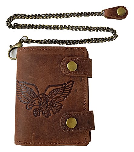 Preisvergleich Produktbild Echt Büffel-Leder Geldbeutel Adler mit Kette von Einkaufszauber