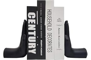 BGG Decorative Bookends, Heavy Book Ends Supports for Heavy Books, Art Bookend Decor for Home Office Shelves, 8.5(L)x6.8(H)x3.5(W) inches, Black,1Pair/2Piece (Hand bookend)