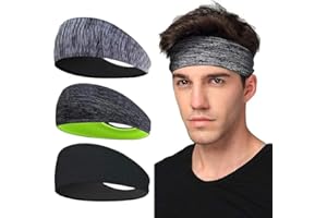 DAWRIS Zestaw opasek sportowych 3 sztuki, wielokolorowe, unisex – dla dorosłych, antypoślizgowe do joggingu, biegania, wędrówek, jazdy na rowerze i motocyklu, obwód 48 cm