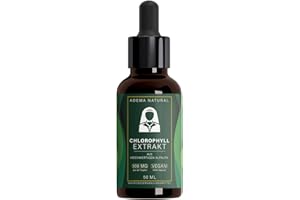 Adema Natural® - Chlorophyll Extrakt Tropfen - Extrem grünes flüssiges Liquid - Vegan - Natürlich und Hochdosiert - flüssig Konzentrat aus reinem Alfalfa - 50 ml Inhalt