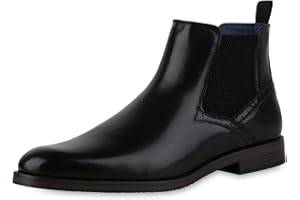 VAN HILL Herren Stiefel Chelsea Boots mit Blockabsatz