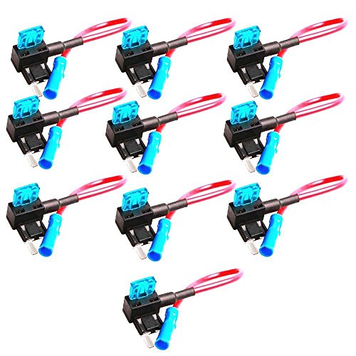 Mintice10 X Car Vehicle 12V 24V ATM APM Add A Circuit Fuse Tap Piggy Back Mini Fuse Style Blade Holder 15A