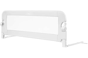 DREAMADE Barrière de Lit Pliable pour Bébé, Barrière de Protection pour Bord de Lit, Rail de Lit Protection pour Enfants, 105CM/120CM/150CMX40CMX42CM, Blanc/Gris/Bleu (Blanc, 105 CM)