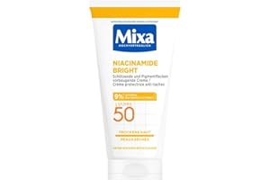 ‎MIXA Mixa schützende & Pigmentflecken vorbeugende Creme LSF 50, Anti-Pigmentflecken Creme, Für trockene Haut, Niacinamide Bright, Hypoallergen, 50 ml