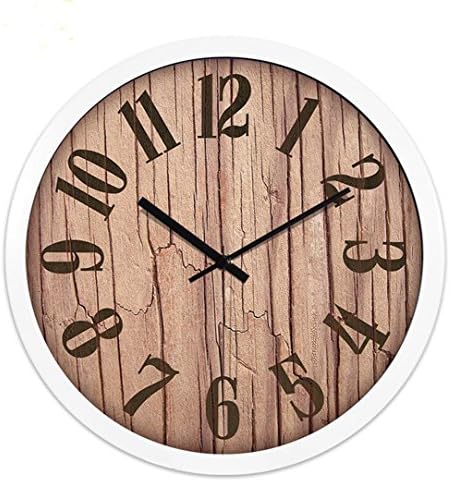 San Tai@European creative wood mute wall clock modern stylish living room personality bedroom quartz clock 12inch