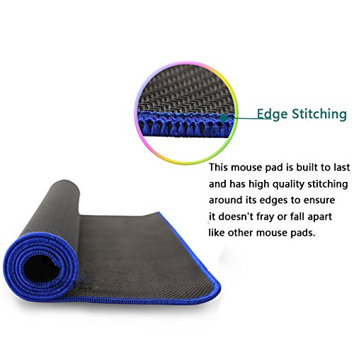 YINGNEW Alfombrilla para Raton Azul Grande con - XXL Size 800x300mm - Super Gruesa 3mm - no de Goma Antideslizante  Negro y Azul 