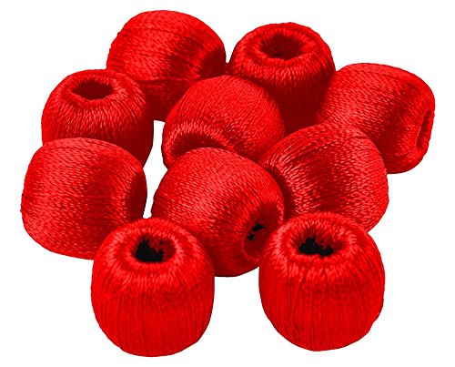 THREAD TRENDS Silk Thread Red Color Wrapped Wooden Beads For Jewellery Making Set Of 100 Beads 10 mm