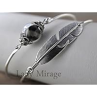 Echte Feder 2 Armreifen -Versilbert-