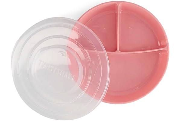 Twistshake Assiette Divisée – Vaisselle pour Bébé avec Couvercle Hermétique – Plateau de Sevrage Sans BPA – Accessoire d’Alimentation en 3 Compartiments – Essentiel Nouveau-Né – Rose