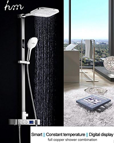 hm Digital Display Shower Set Intelligent Thermostatic Brass Faucet Smart Rain Wall Waterfall Temperature Shower Faucets
